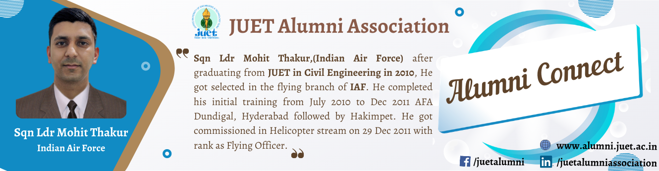 Alumni Connect - Mr. Mohit Thakur, Squadron Leader, Indian Airforce - A 2010 Civil Engineering Passout
